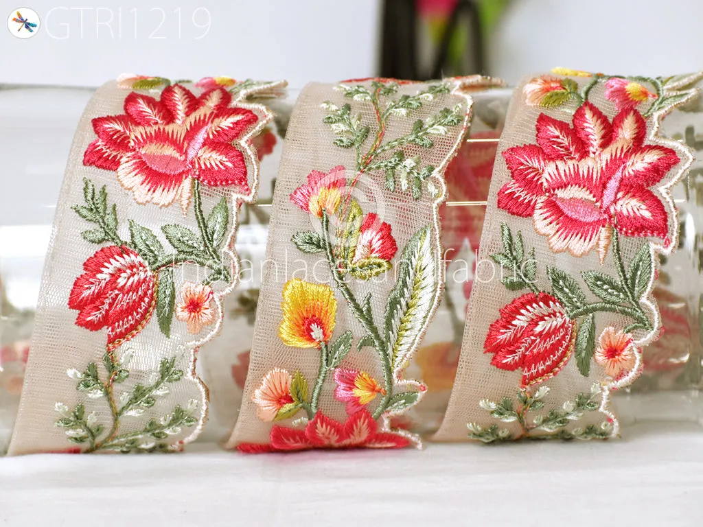 Indian Scallop Edge Embroidery Trim By 3 Yard Embroidered Saree Ribbon Cushions Cover Sewing Crafting Tape Curtains Headbands Sari Border