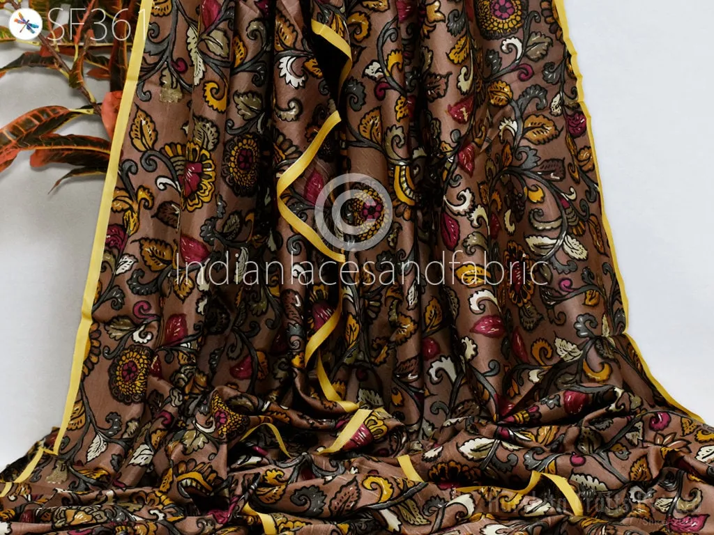 Indian Soft Pure Habotai Silk Fabric by the yard Silk Printed Wedding Dresses Bridesmaid Party Costumes Crafting Sewing Saree Dupatta Scarf
