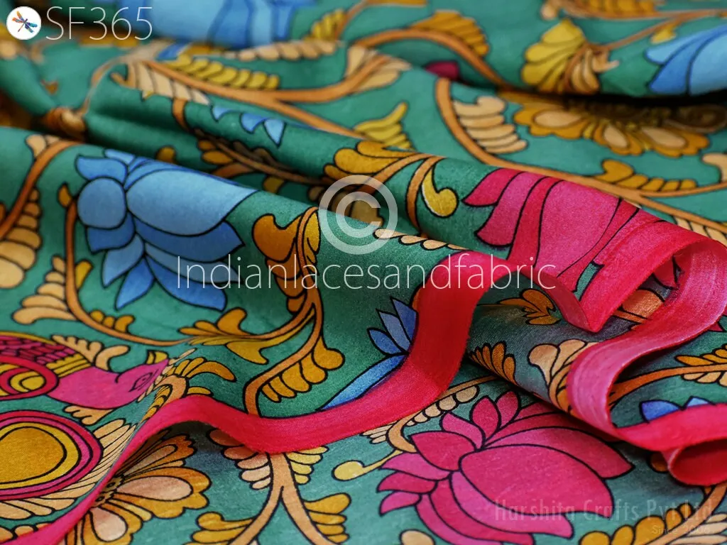 Indian Soft Pure Habotai Silk Fabric by the yard Silk Printed Wedding Dresses Bridesmaid Party Costumes Crafting Sewing Saree Dupatta Scarf