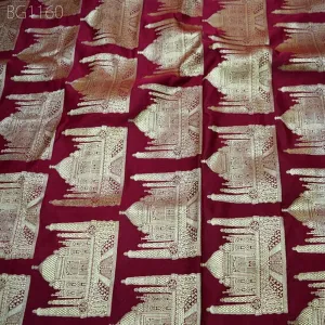 Indian Wedding Dresses making Maroon blended Silk Brocade by the Yard Fabric Banarasi Brocade Lengha blouses Banaras Silk Fabric crafting