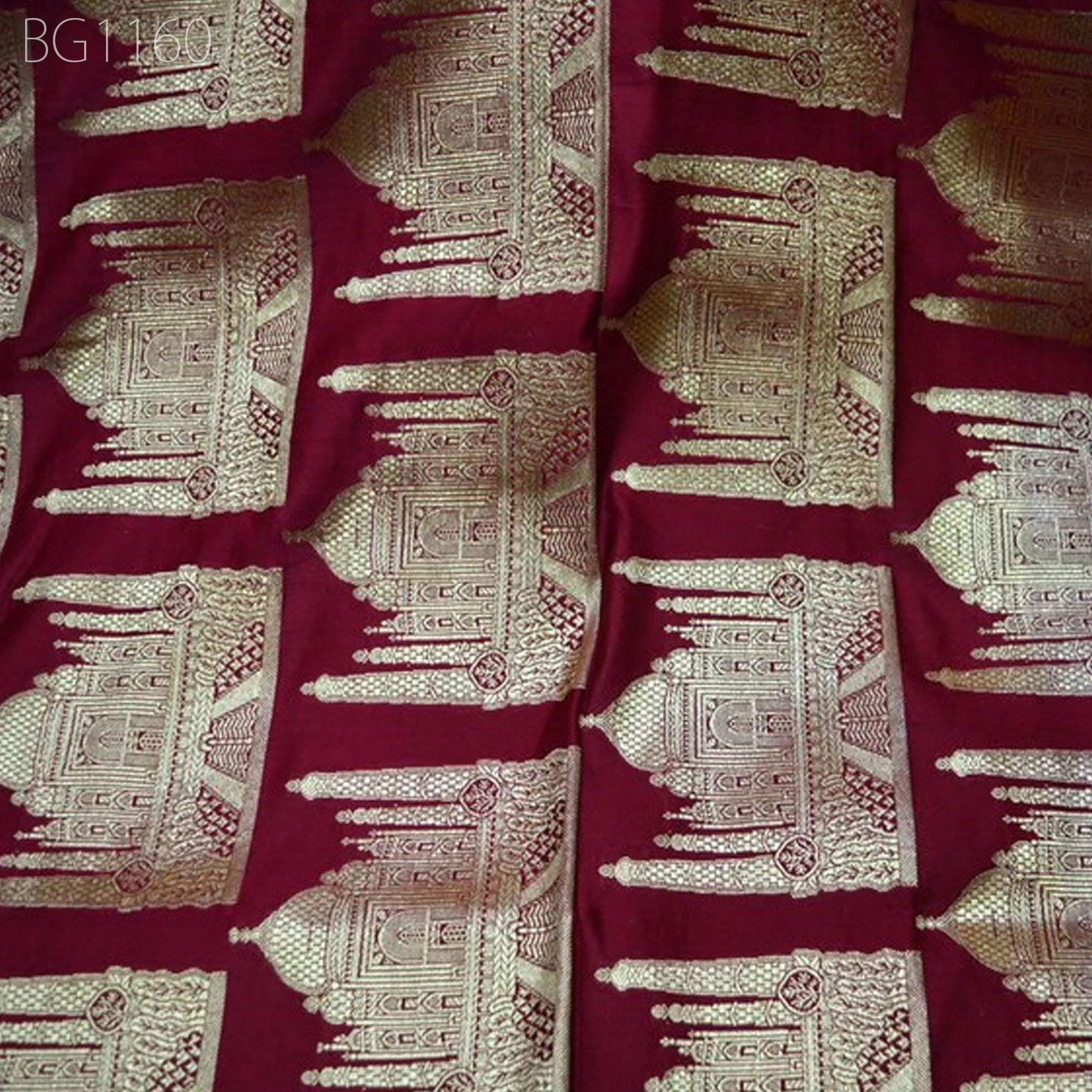 Indian Wedding Dresses making Maroon blended Silk Brocade by the Yard Fabric Banarasi Brocade Lengha blouses Banaras Silk Fabric crafting