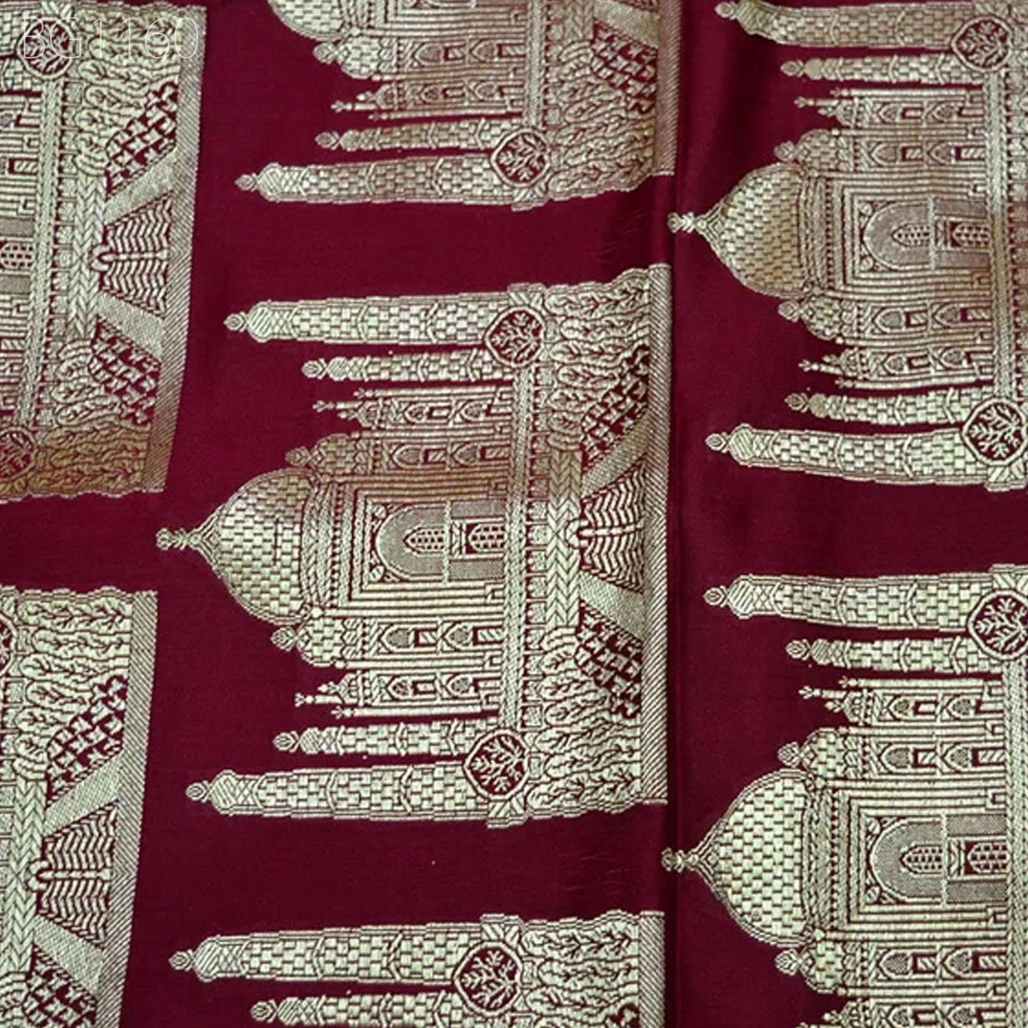 Indian Wedding Dresses making Maroon blended Silk Brocade by the Yard Fabric Banarasi Brocade Lengha blouses Banaras Silk Fabric crafting