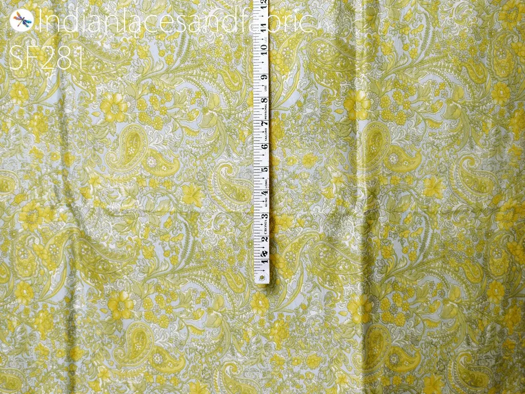 Indian Yellow Soft Pure Printed Silk Saree Fabric By The Yard Wedding Dresses Bridesmaid Party Costumes DIY Crafting Drapery Sari Sewing