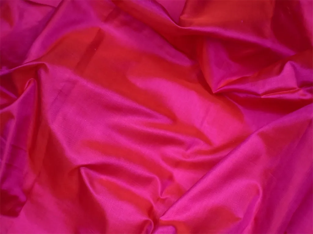 Iridescent Indian Pure Silk Fabric by the yard Magenta Red Mulberry Silk Home Decor Curtain Scarf Costume Apparel Wedding Dresses Sewing