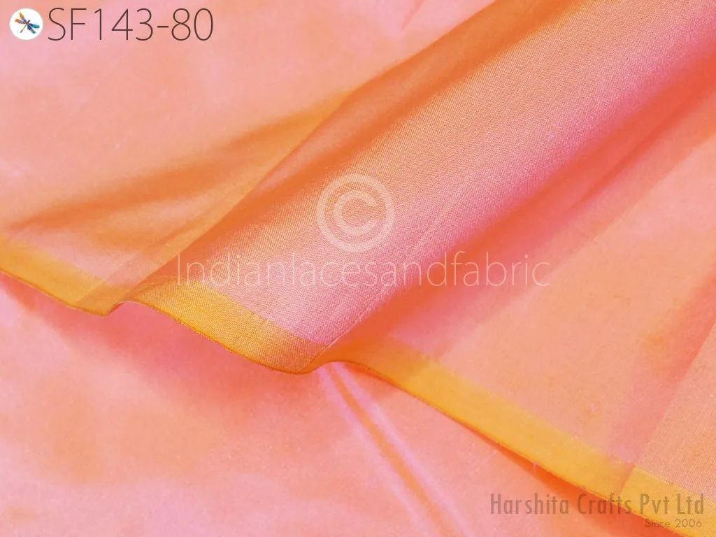Iridescent Indian Pure Silk Fabric by the yard Soft Silk Curtains Home Decor Drapery Scarf Costume Apparel Wedding Evening Dresses Kaftans