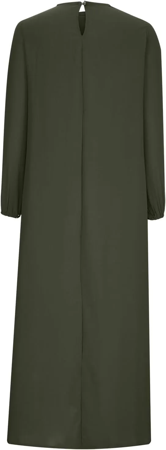 Islamic Dress for Women Solid Color Abaya Muslim Long Sleeve Prayer Dress Casual Plus Size Fashion Loose Fit Dresses