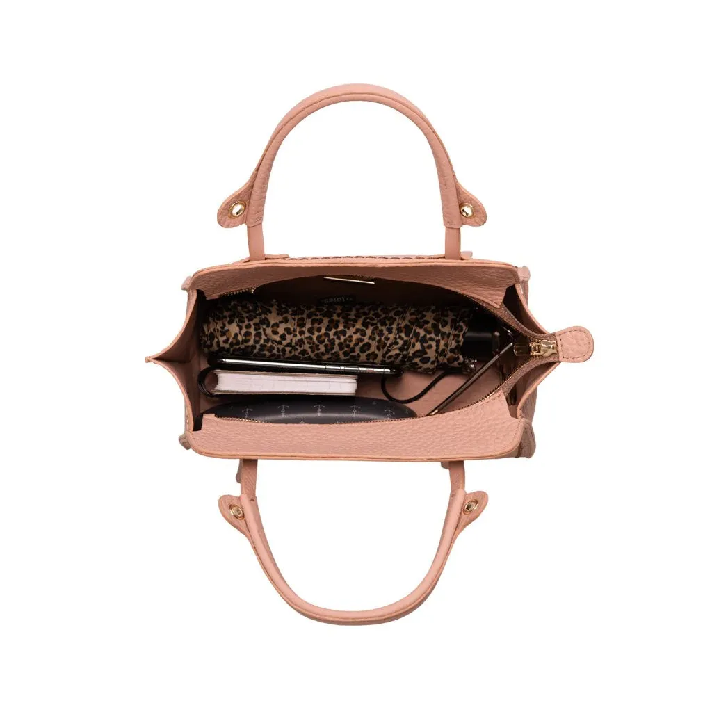 Italian Bovine Leather Powder Pink Tote Bag