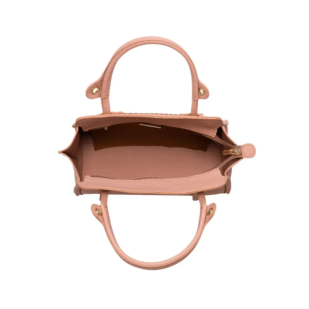 Italian Bovine Leather Powder Pink Tote Bag