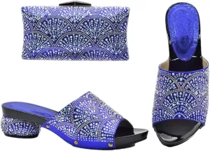 Italian-Made Crystal Wedding Shoes Bag Set for African Brides Rhinestone Banquet Heels