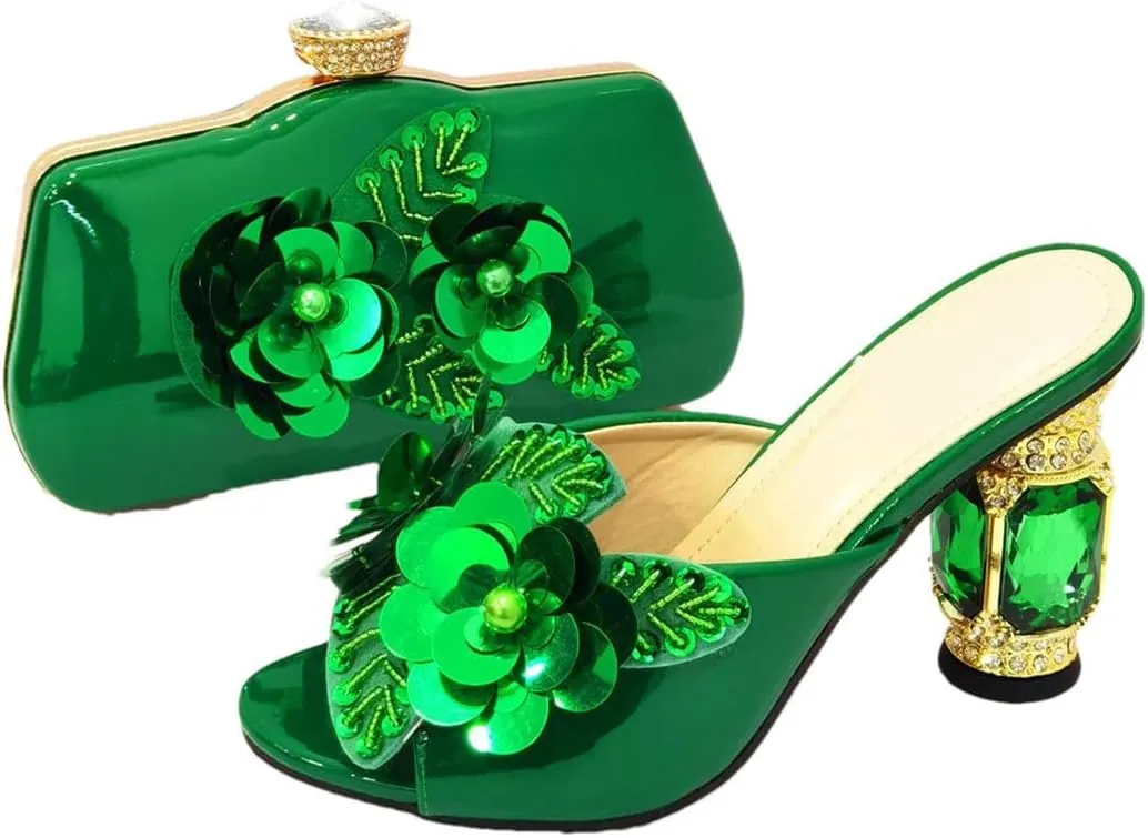 Italian Sparkling Crystal Bridal Shoes with Coordinating Evening Bag African Wedding Party Luxury Heel Set