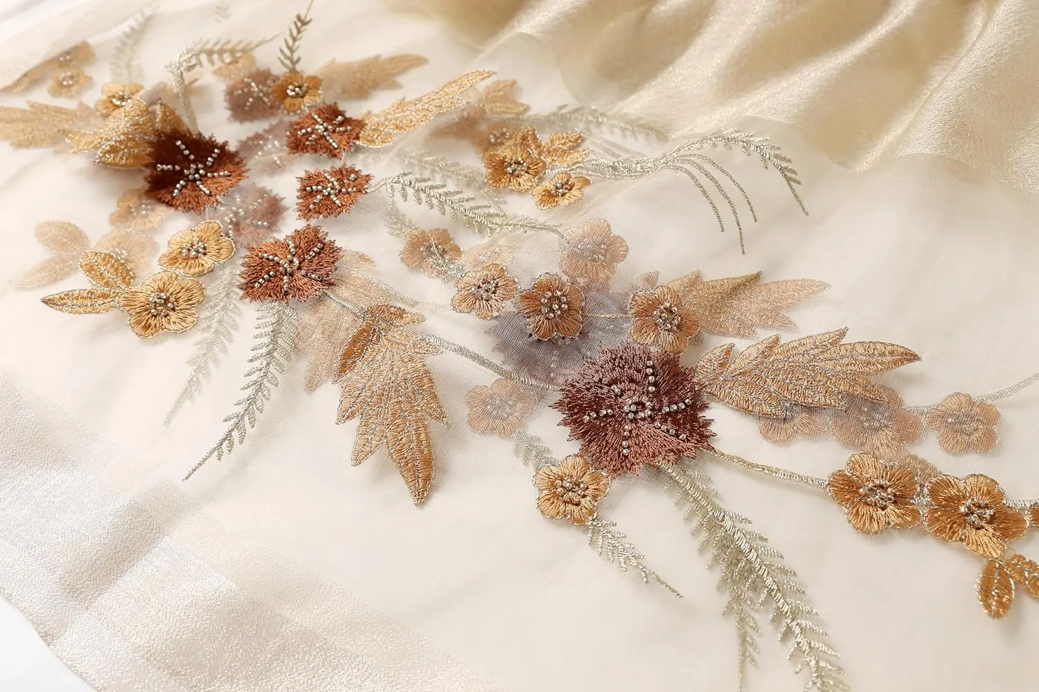 Jeelow Fashion Lightweight Light Silk Wool Scarf Shawl Wrap For Women Floral Embroidery