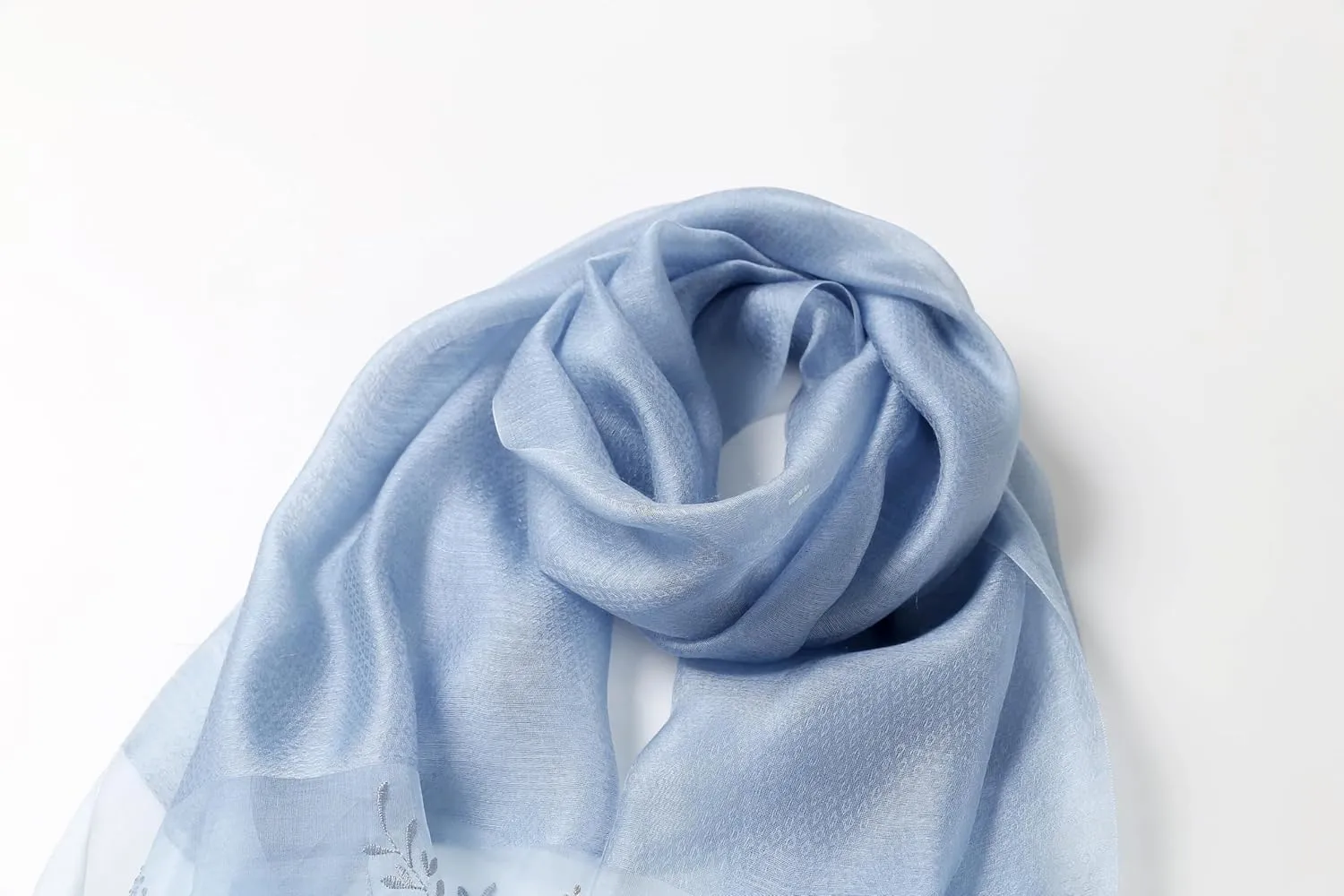 Jeelow Silk Wool Floral Fashion Scarf Shawl Wrap Lightweight Sheer For Women Floral Embroidery Wedding Party Prom