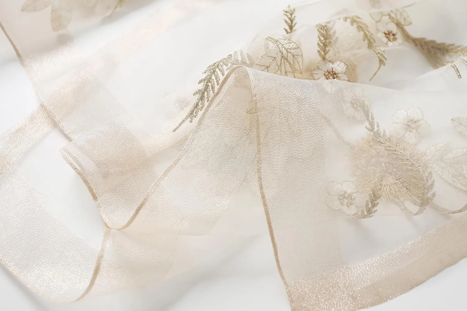 Jeelow Silk Wool Floral Fashion Scarf Shawl Wrap Lightweight Sheer For Women Floral Embroidery Wedding Party Prom