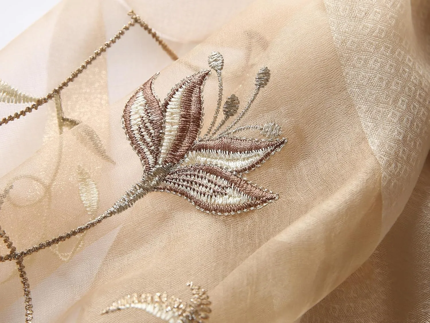 Jeelow Silk Wool Floral Fashion Scarf Shawl Wrap Lightweight Sheer For Women Floral Embroidery Wedding Party Prom