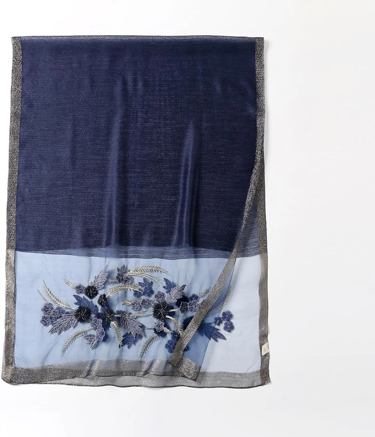 Jeelow Silk Wool Floral Fashion Scarf Shawl Wrap Lightweight Sheer For Women Floral Embroidery Wedding Party Prom