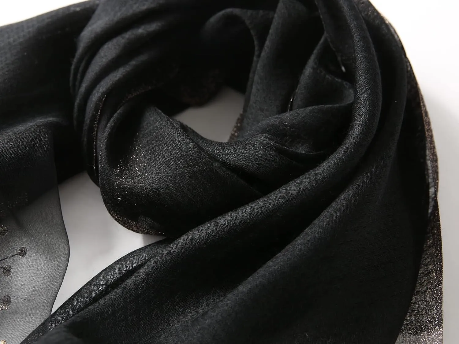 Jeelow Silk Wool Floral Fashion Scarf Shawl Wrap Lightweight Sheer For Women Floral Embroidery Wedding Party Prom