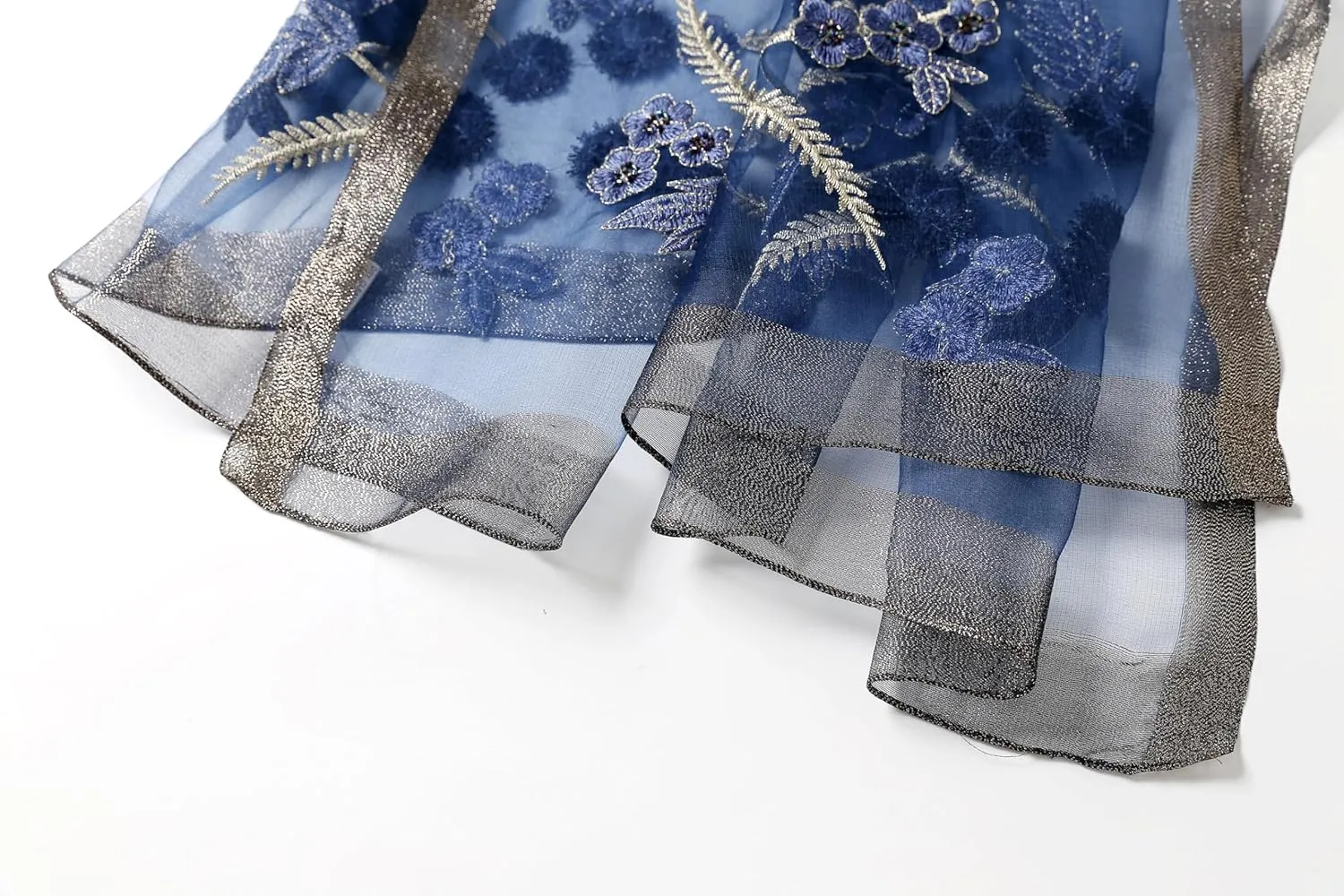 Jeelow Silk Wool Floral Fashion Scarf Shawl Wrap Lightweight Sheer For Women Floral Embroidery Wedding Party Prom