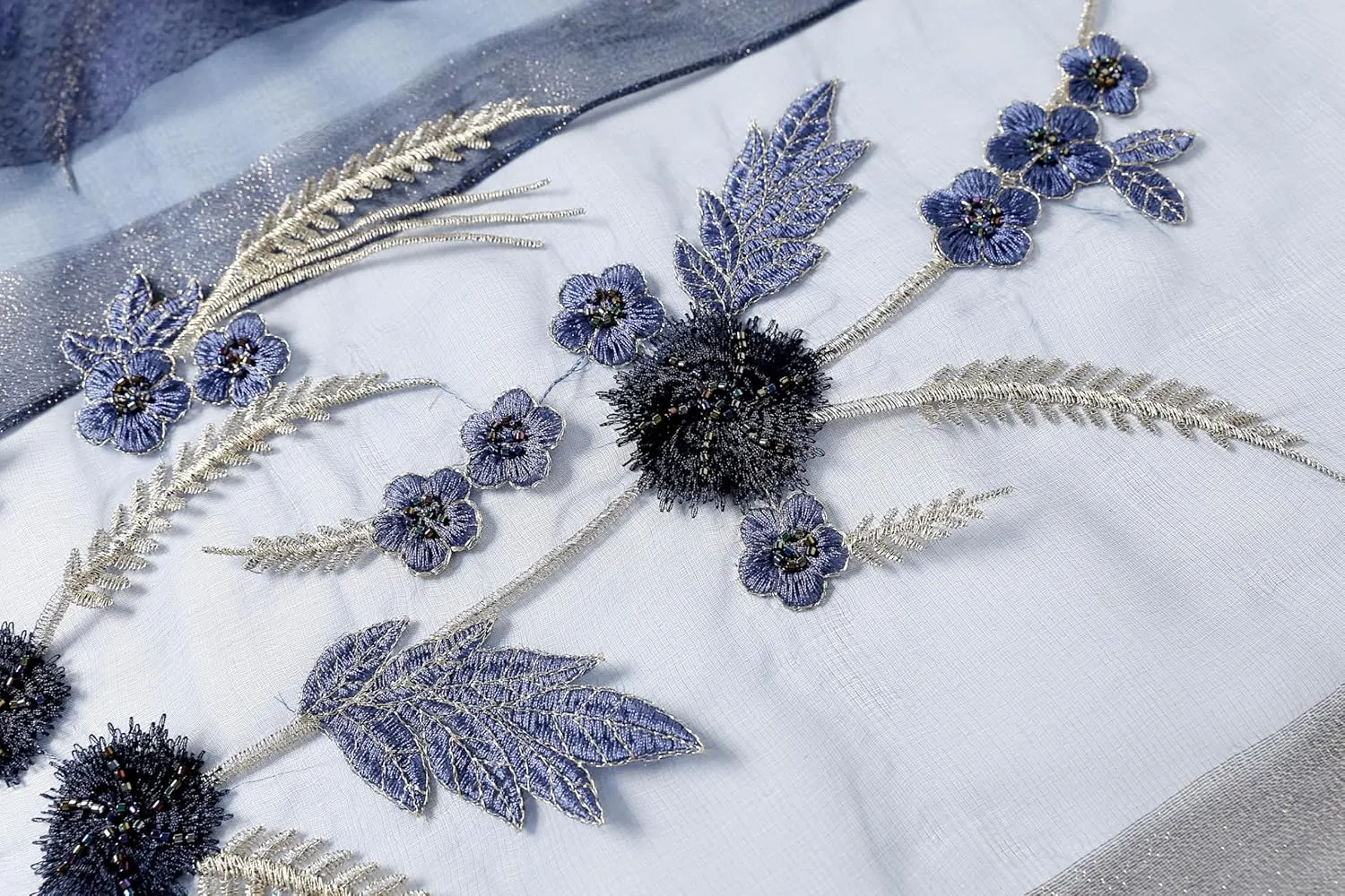 Jeelow Silk Wool Floral Fashion Scarf Shawl Wrap Lightweight Sheer For Women Floral Embroidery Wedding Party Prom