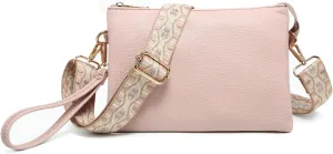 JEN & CO. Izzy Vegan Leather Crossbody Bags Clutch Purses Wristlet Wallet Shoulder Handbag with Guitar Strap for Women