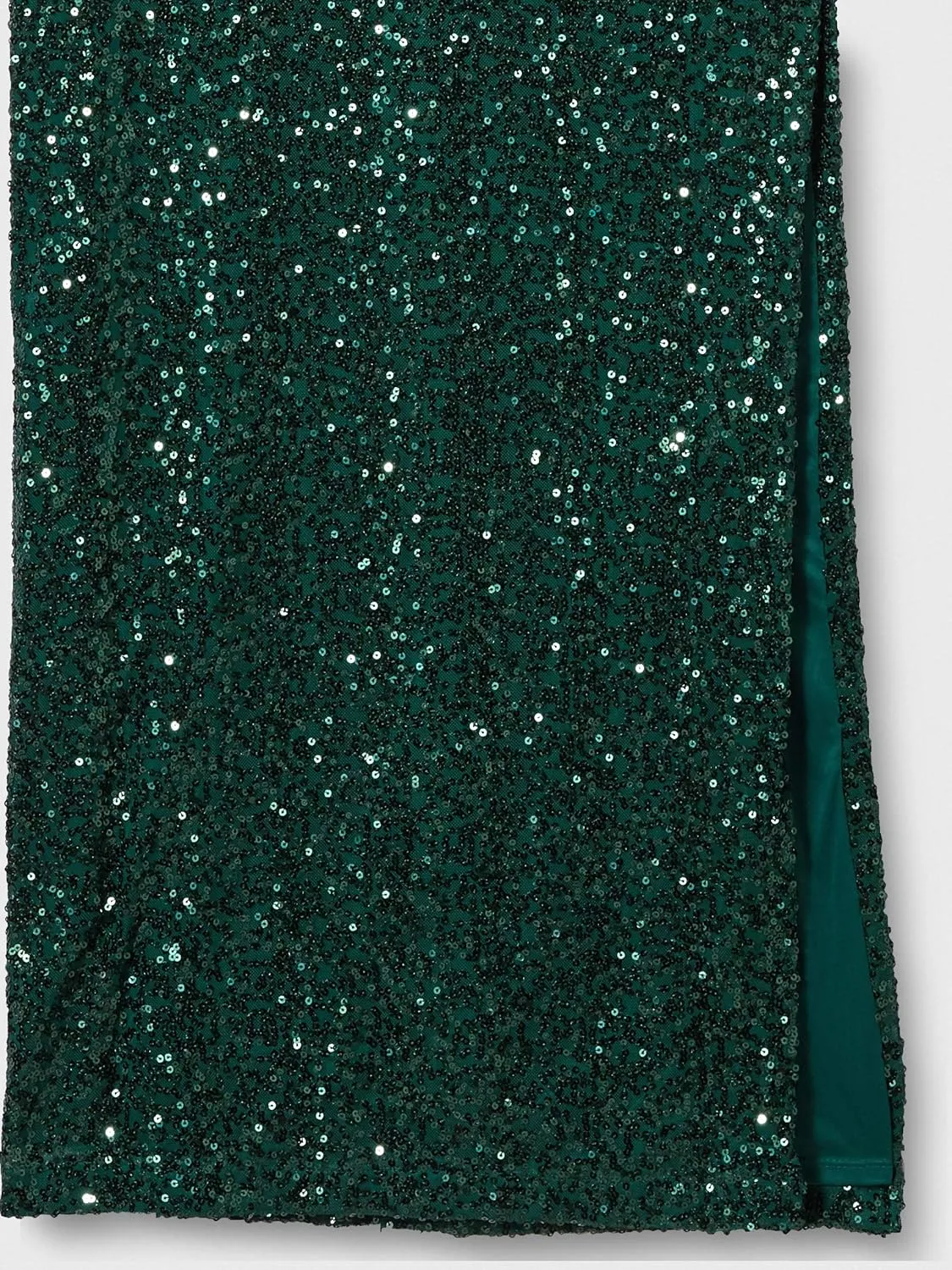 Jessica Howard Women's Extended Shoulder Empire Waist Drape Back Sequin Gown