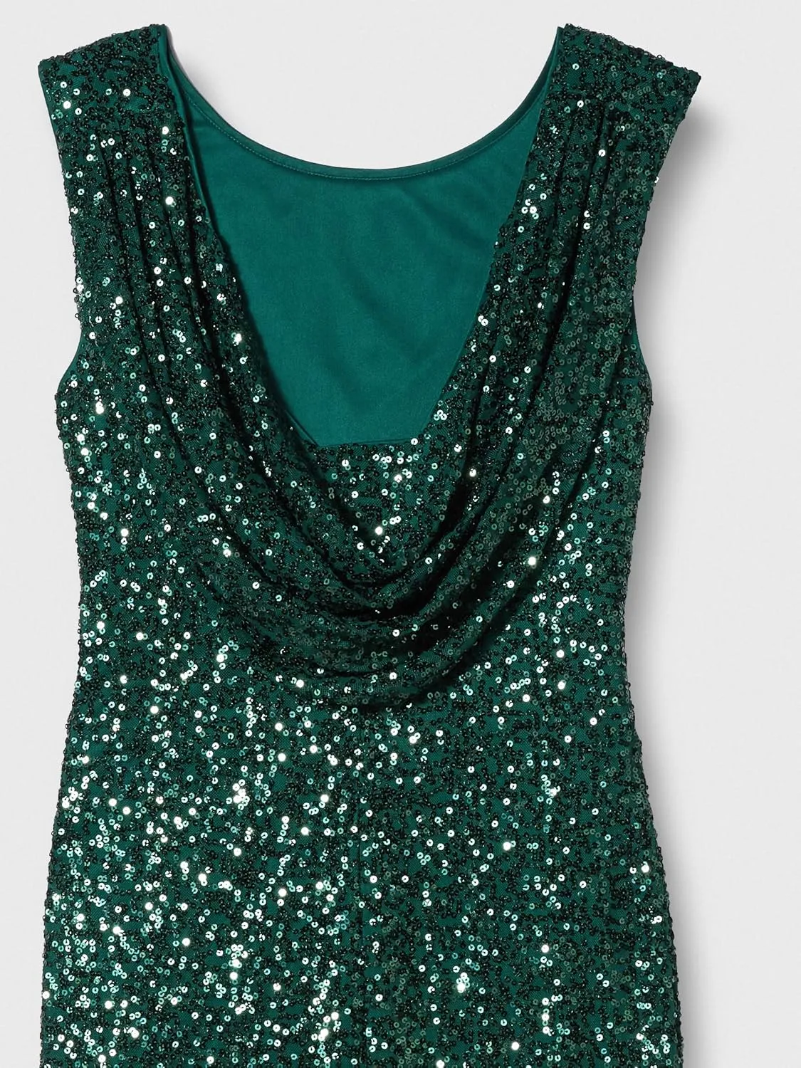 Jessica Howard Women's Extended Shoulder Empire Waist Drape Back Sequin Gown
