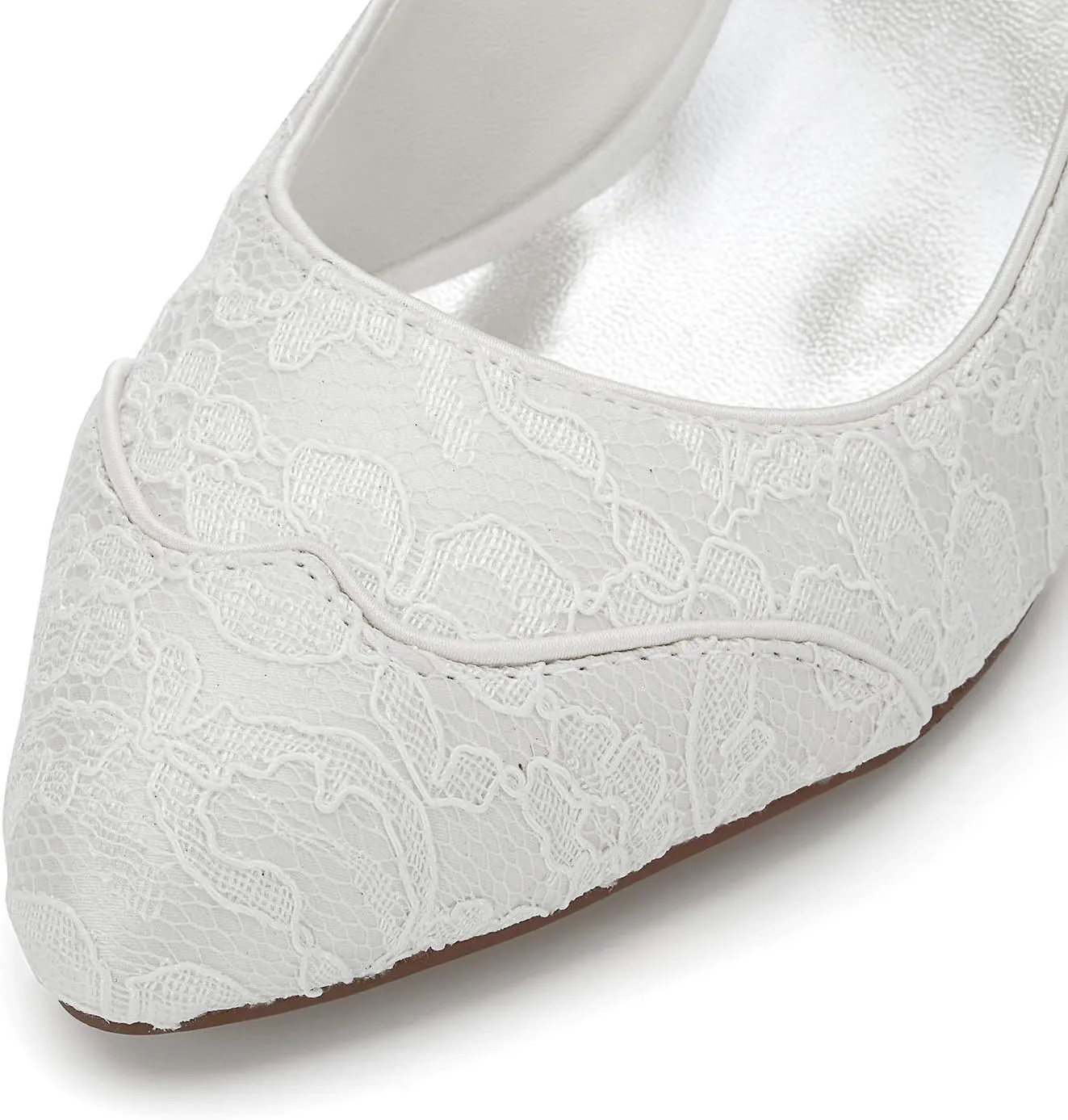JIAJIA 9897711 Women's Bridal Shoes Closed Toe Mid Heel Lace Satin Pumps Wedding Shoes