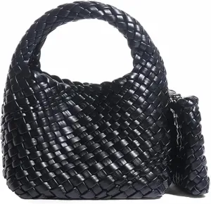 JINMANXUE Fashion Handbag for Women, Woven Tote Bucket Composite Bag, Knitting Chain Crossbody Shoulder Purse