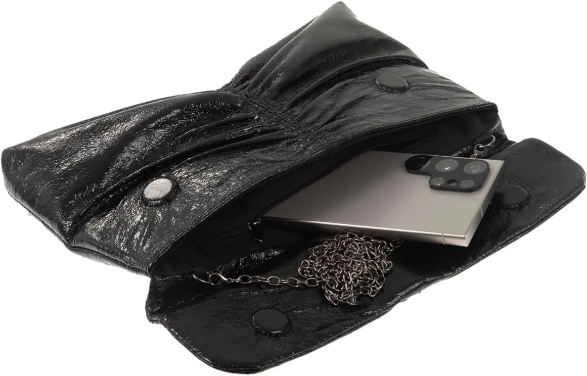 JNB Women's Synthetic Leather Wrinkled Clutch Party Wedding Purse
