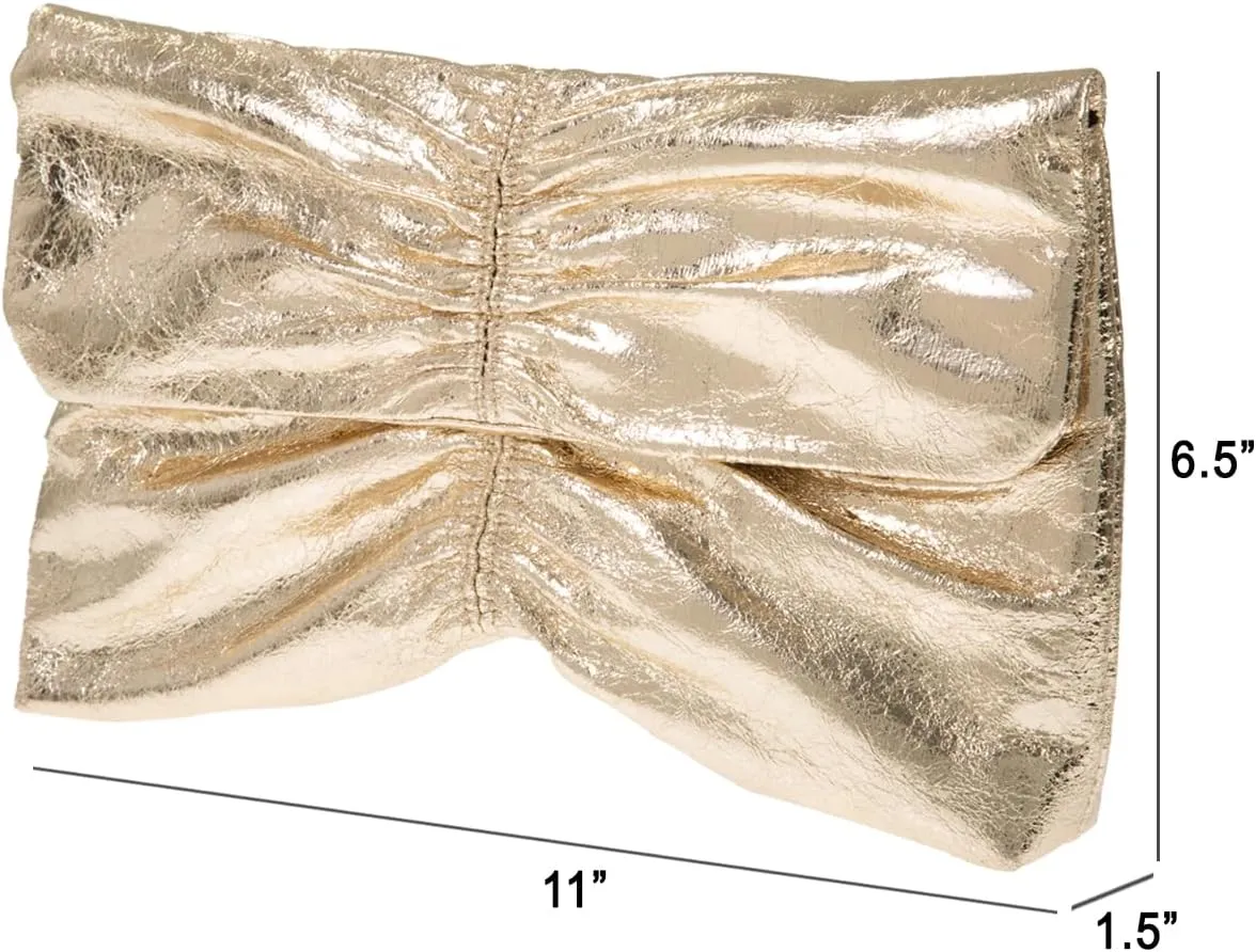 JNB Women's Synthetic Leather Wrinkled Clutch Party Wedding Purse