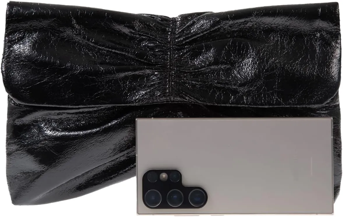 JNB Women's Synthetic Leather Wrinkled Clutch Party Wedding Purse