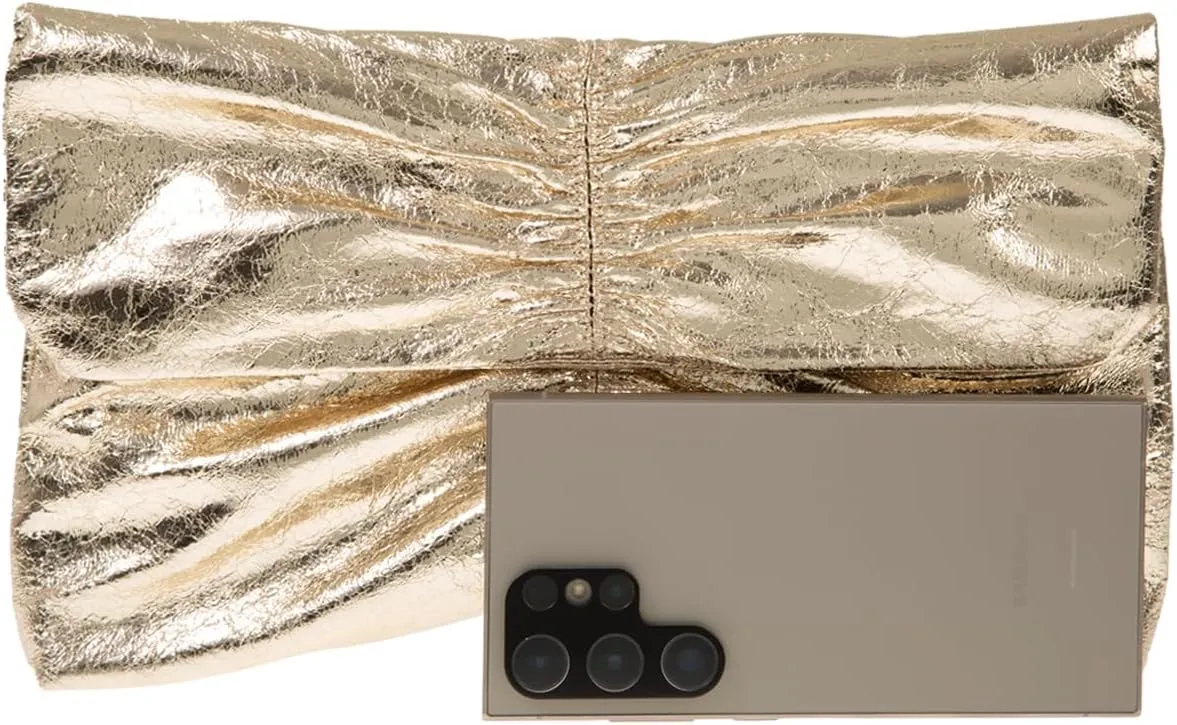 JNB Women's Synthetic Leather Wrinkled Clutch Party Wedding Purse
