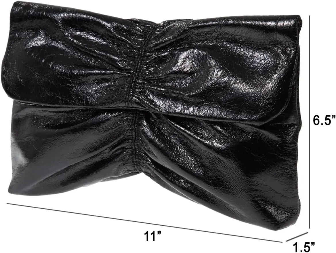 JNB Women's Synthetic Leather Wrinkled Clutch Party Wedding Purse