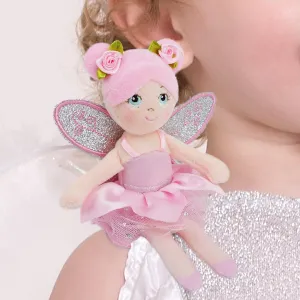 June Garden 7" Elara The Sholder Companion Fairy - Magical Shoulder Riding Plush Doll with Glitter Wings and Flower Hair Decorations - Pink
