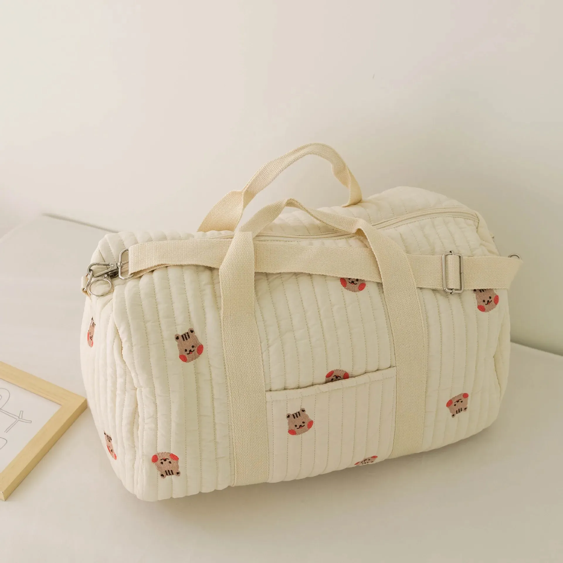 Kawaii Little Bear Mommy Bag 🐻💕 | Custom Name Embroidered Crossbody & Storage Bag | Large Capacity for Moms on the Go! 🎒✨