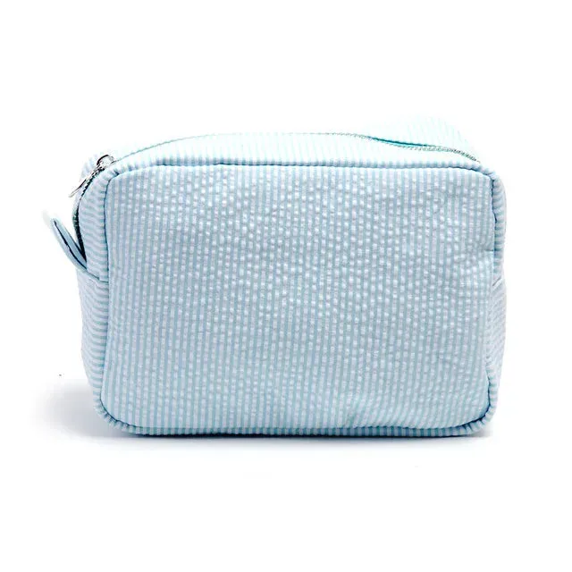 Kawaii Personalized Seersucker Makeup Bag 🎀✨ | Custom Embroidered Name | Cute Bridesmaid Gift 💖💄