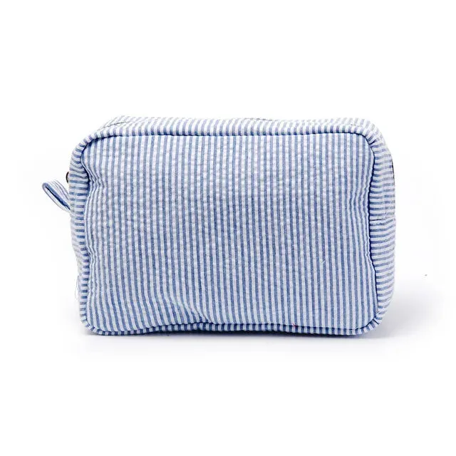 Kawaii Personalized Seersucker Makeup Bag 🎀✨ | Custom Embroidered Name | Cute Bridesmaid Gift 💖💄