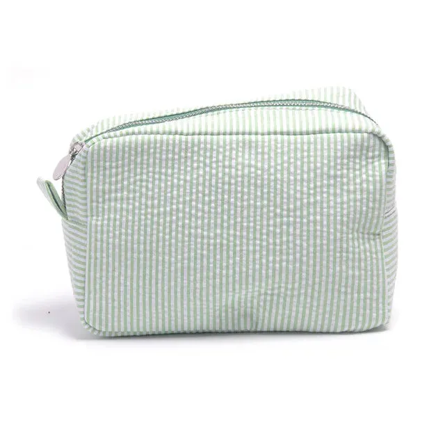 Kawaii Personalized Seersucker Makeup Bag 🎀✨ | Custom Embroidered Name | Cute Bridesmaid Gift 💖💄