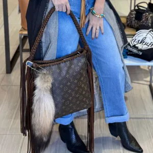 Keep It Gypsy Authentic LV Lavish Revamped Leather Monogram Canvas with Fringe Ornamental Fox Tail Safety Pin