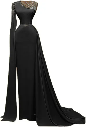 Keting Yellow Satin Crystals Mermaid Prom Evening Shower Party Dress Celebrity Pageant Gown