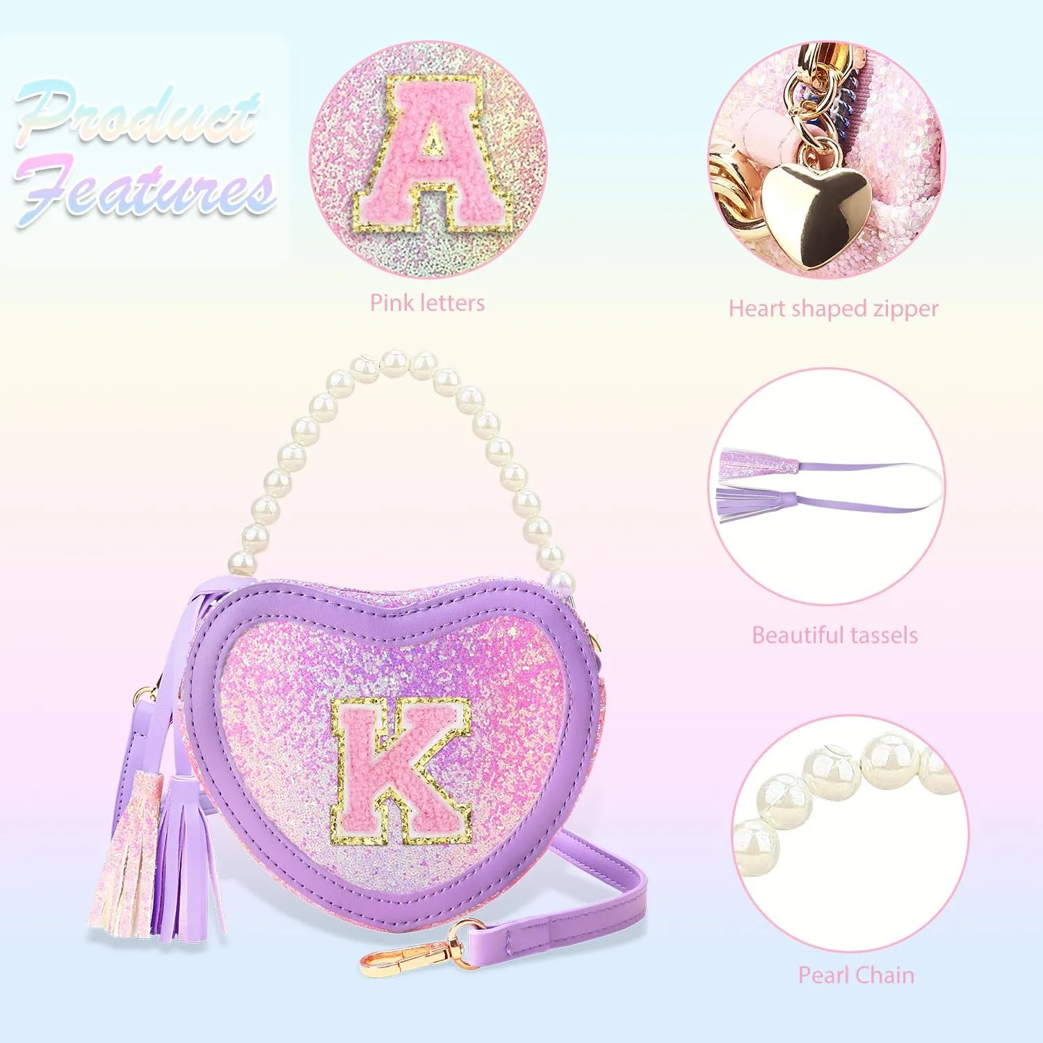 Kids Purse for Girls Heart Purse - Little Girls Toddler Shoulder Bag for Gifts S