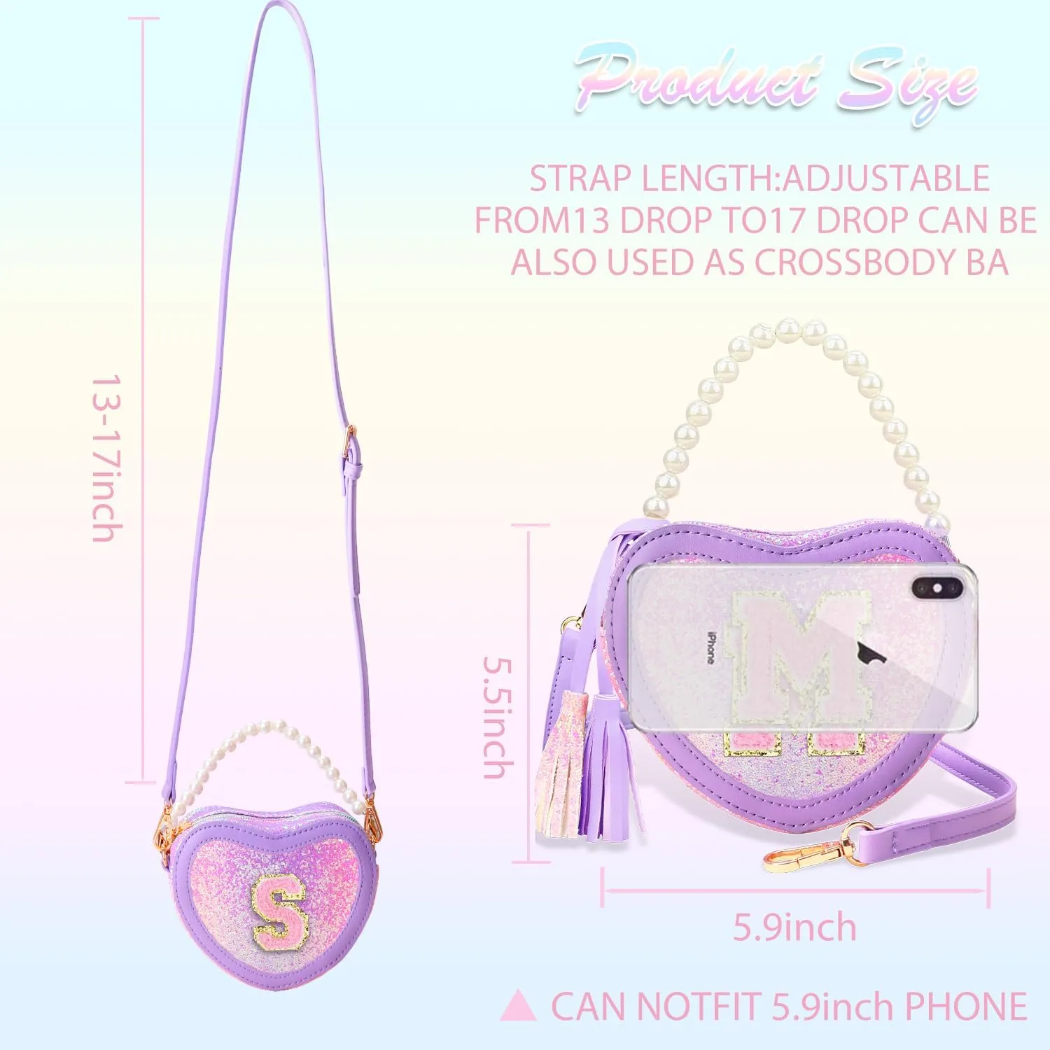Kids Purse for Girls Heart Purse - Little Girls Toddler Shoulder Bag for Gifts S