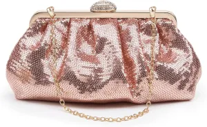 Kseymeir Evening Clutch Purse for Women Cloud Evening Bag Ruched Sequin Glitter Handbags
