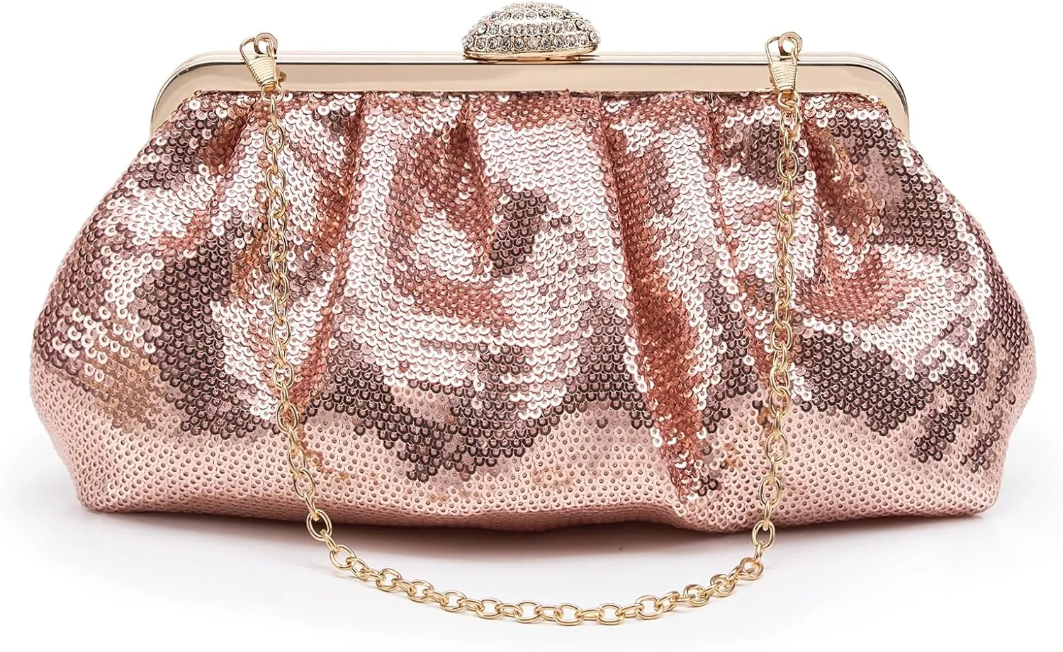 Kseymeir Evening Clutch Purse for Women Cloud Evening Bag Ruched Sequin Glitter Handbags