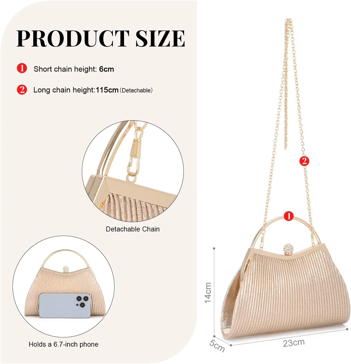 KUANG! Women Clutch Evening Bag Pleated Wedding Handbag Bag Silk Shoulder Bag Satchel for Party