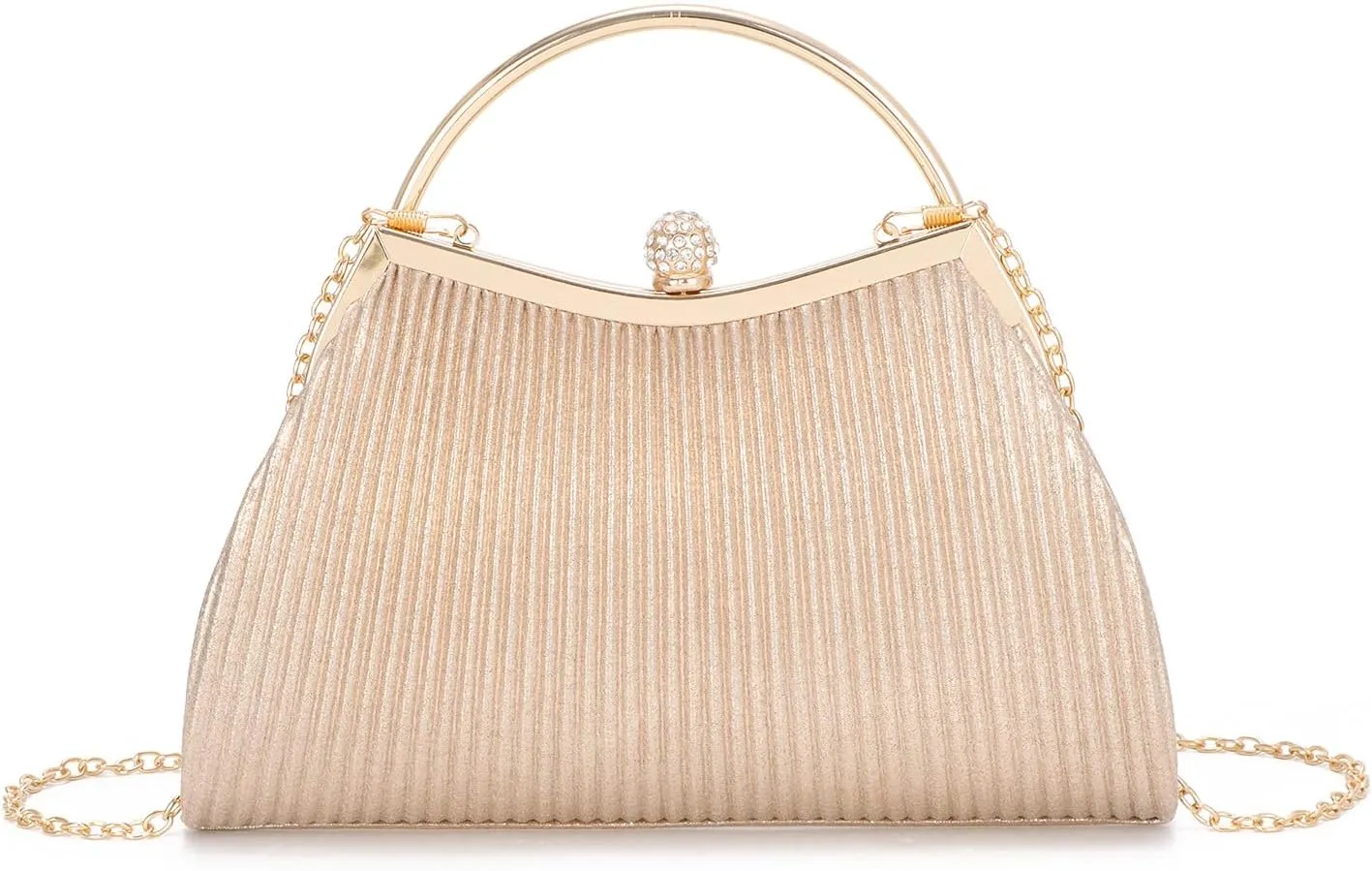 KUANG! Women Clutch Evening Bag Pleated Wedding Handbag Bag Silk Shoulder Bag Satchel for Party