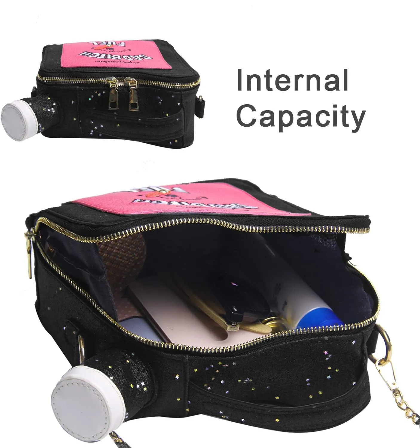 KUANG! Women's Fashion Sequin Crossbody Bag - Fun Gasoline Handbag Shoulder Bag for Women