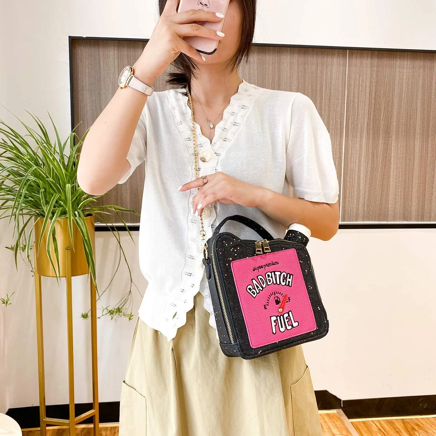 KUANG! Women's Fashion Sequin Crossbody Bag - Fun Gasoline Handbag Shoulder Bag for Women
