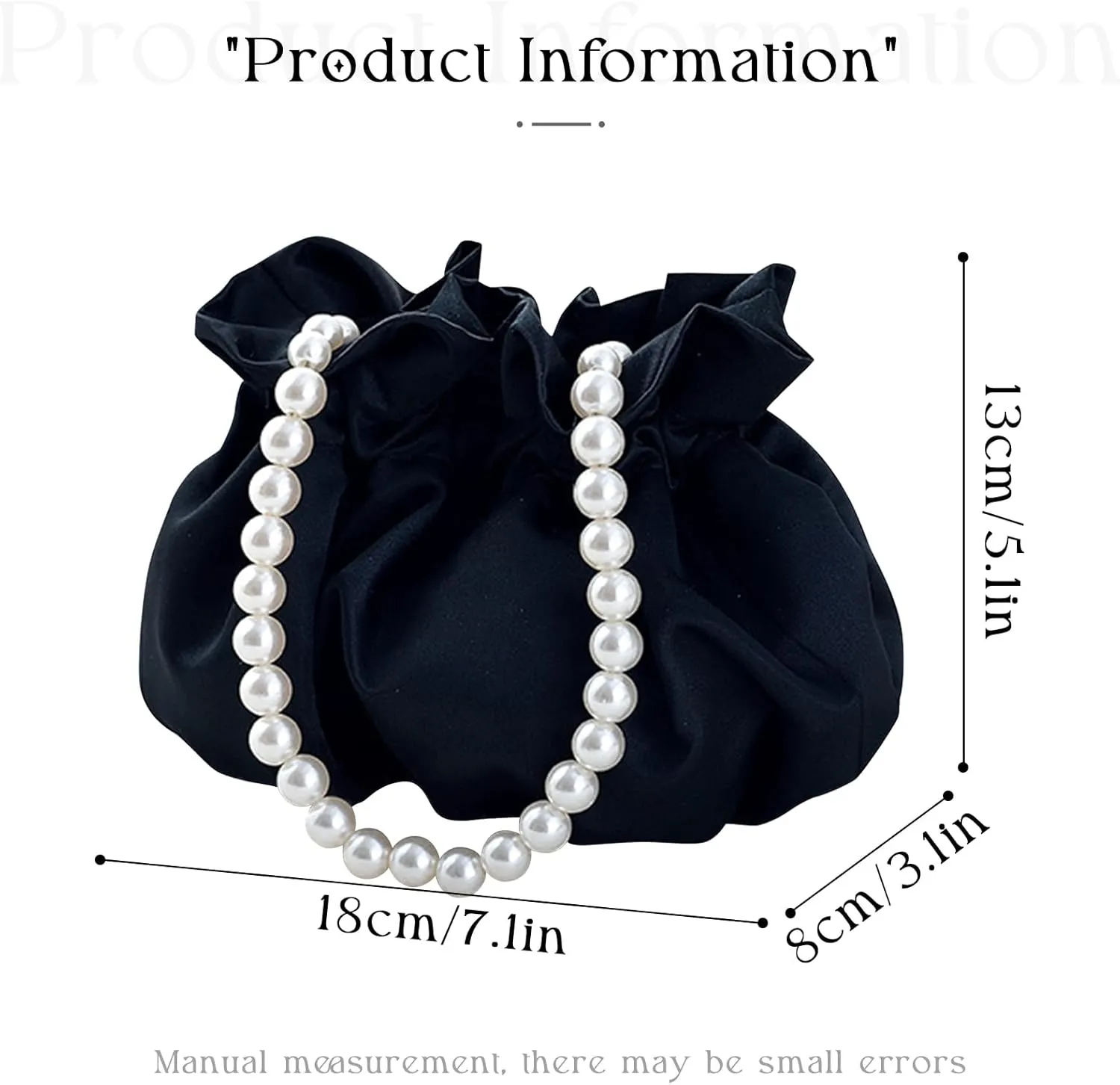 LAKSMI Mini Pearl Bracelet Bucket Bag Wristlet Purses Crossbody Handbags Little Hobo Bag with Faux Pearl Chain