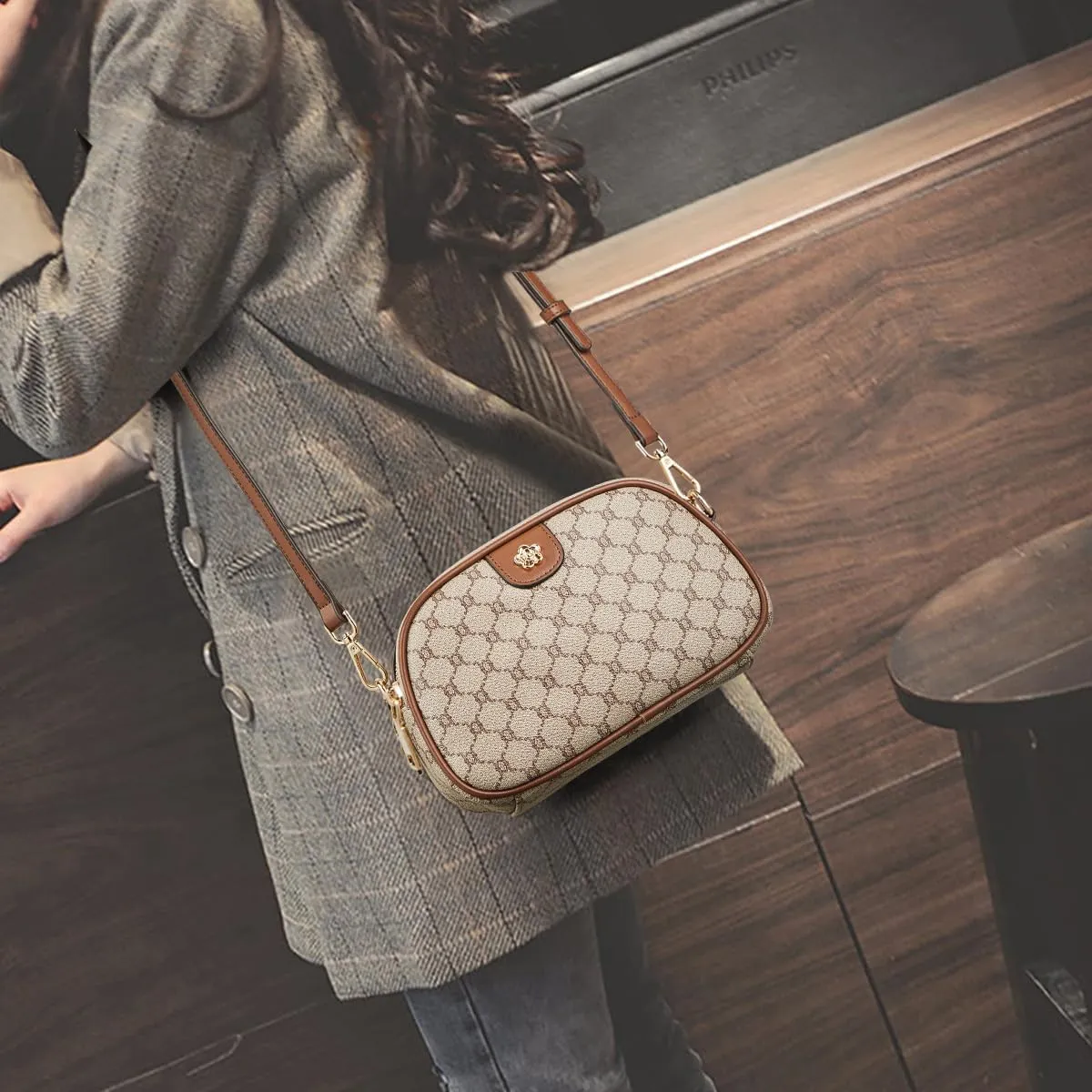 LAORENTOU Designer Crossbody Bag for Women, Small Satchel Purses with Adjustable Shoulder Strap