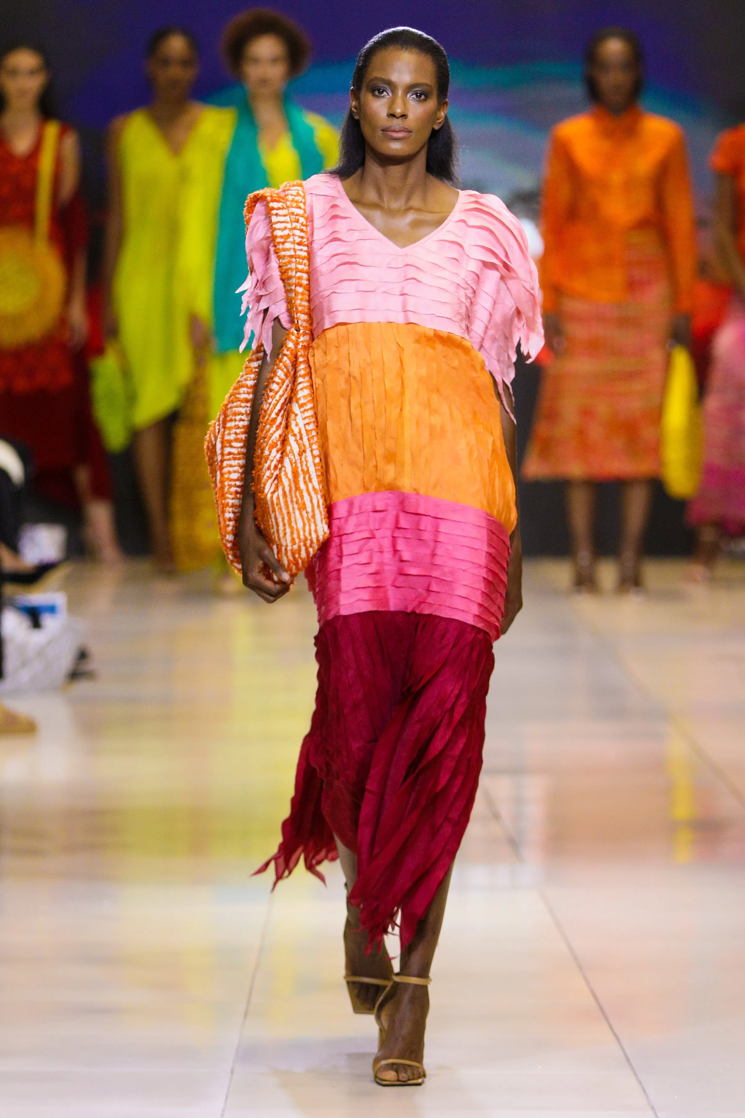 Large Orange Silk Organza Bag